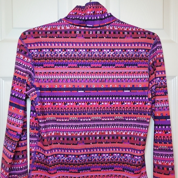 Nike Pro Half Zip Pullover Women's M Red Purple Fuchsia Fair Isle Print Long - Picture 6 of 10